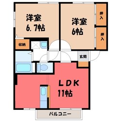 宇都宮駅 バス29分  中丸公園前下車：停歩3分 2階の物件間取画像